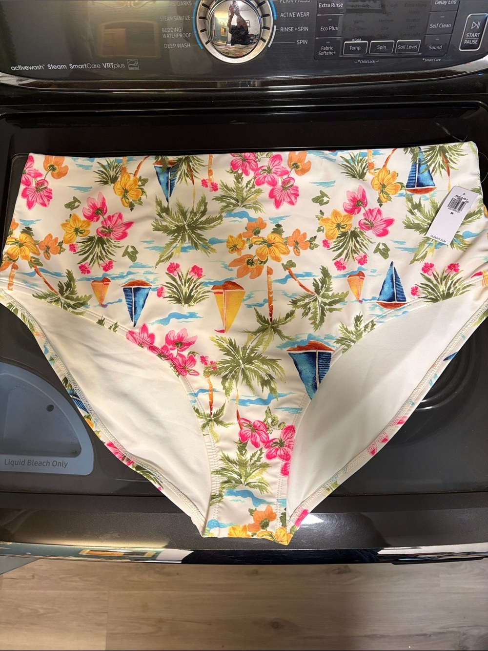 Cream/Pink Floral Bikini Bottom sz 3XL NWT